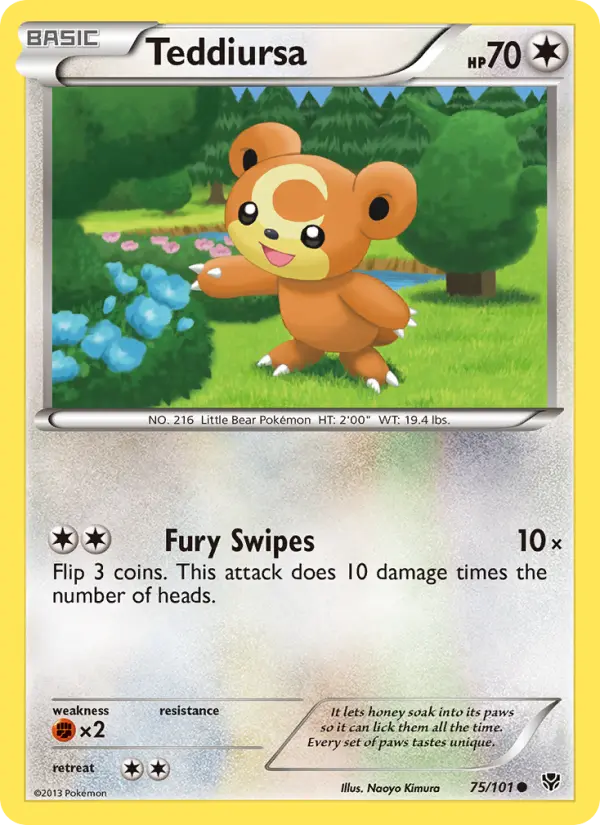 Teddiursa Common Pokemon card #75 from Plasma Blast