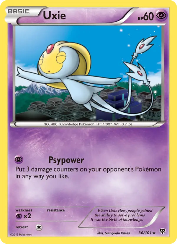 Uxie Rare Pokemon card #36 from Plasma Blast