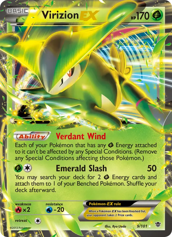 Virizion-EX Rare Pokemon card #9 from Plasma Blast