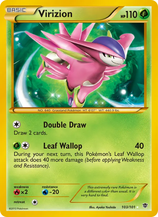 Virizion Secret Rare Pokemon card #103 from Plasma Blast
