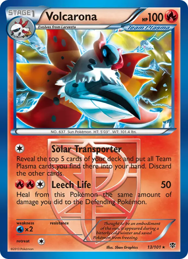 Volcarona Rare Pokemon card #13 from Plasma Blast