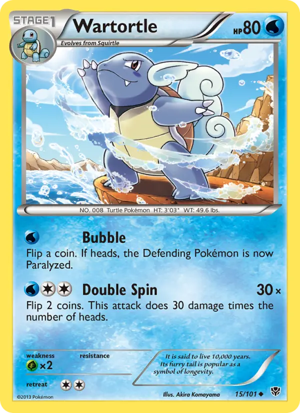 Wartortle Uncommon Pokemon card #15 from Plasma Blast