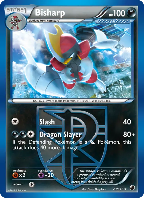 Bisharp Rare Pokemon card #73 from Plasma Freeze