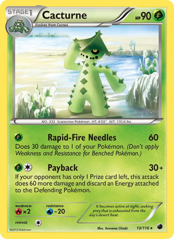 Cacturne Rare Pokemon card #10 from Plasma Freeze