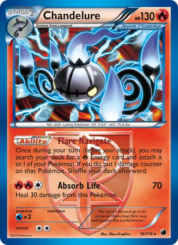 Chandelure Rare Pokemon card #16 from Plasma Freeze