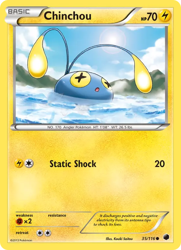 Chinchou Common Pokemon card #35 from Plasma Freeze