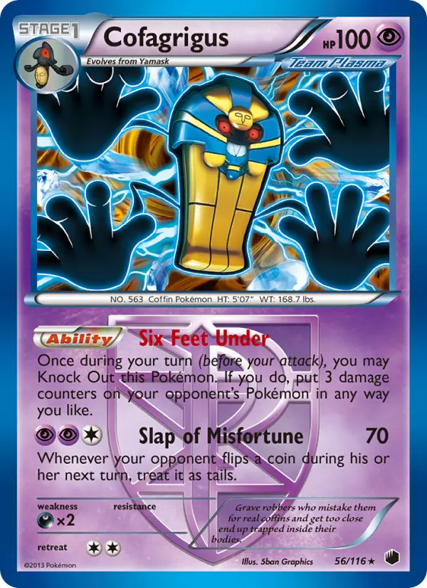 Cofagrigus Rare Pokemon card #56 from Plasma Freeze