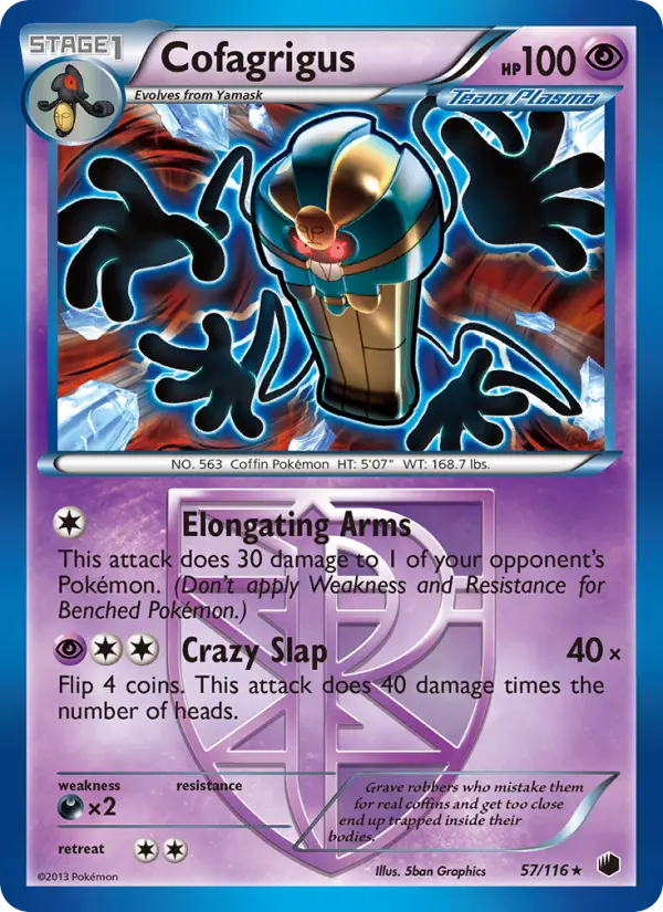 Cofagrigus Rare Pokemon card #57 from Plasma Freeze