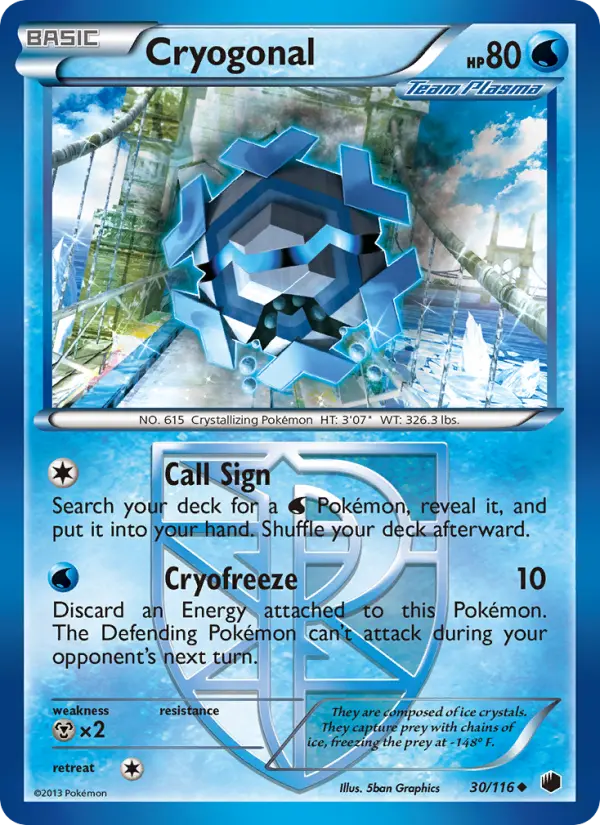 Cryogonal Uncommon Pokemon card #30 from Plasma Freeze