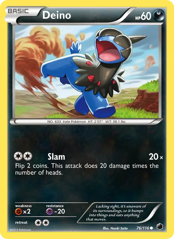 Deino Common Pokemon card #76 from Plasma Freeze