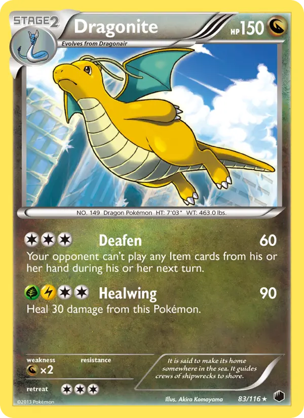 Dragonite Rare Pokemon card #83 from Plasma Freeze