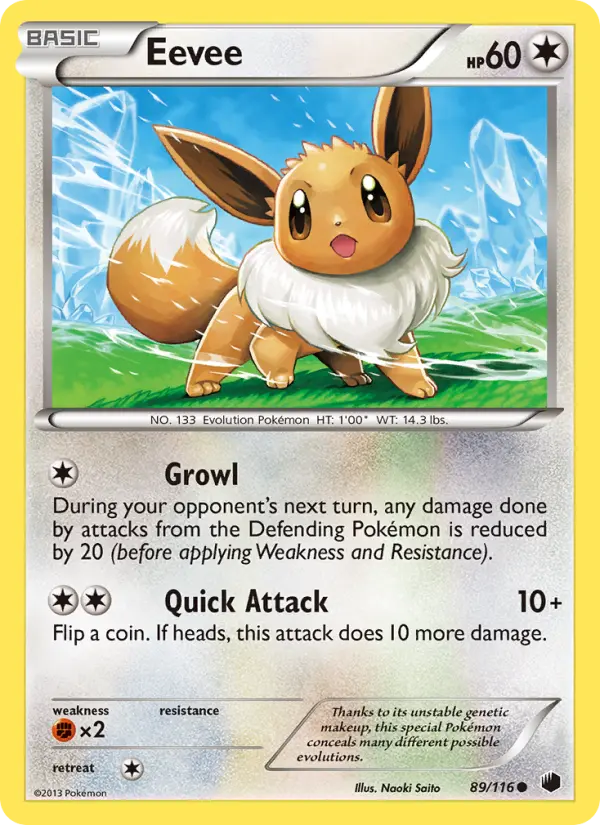 Eevee Common Pokemon card #89 from Plasma Freeze