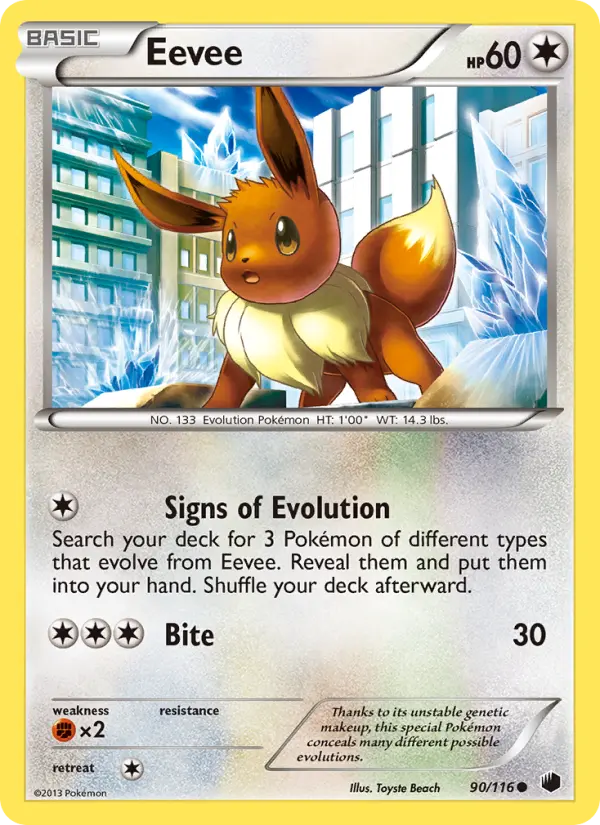 Eevee Common Pokemon card #90 from Plasma Freeze
