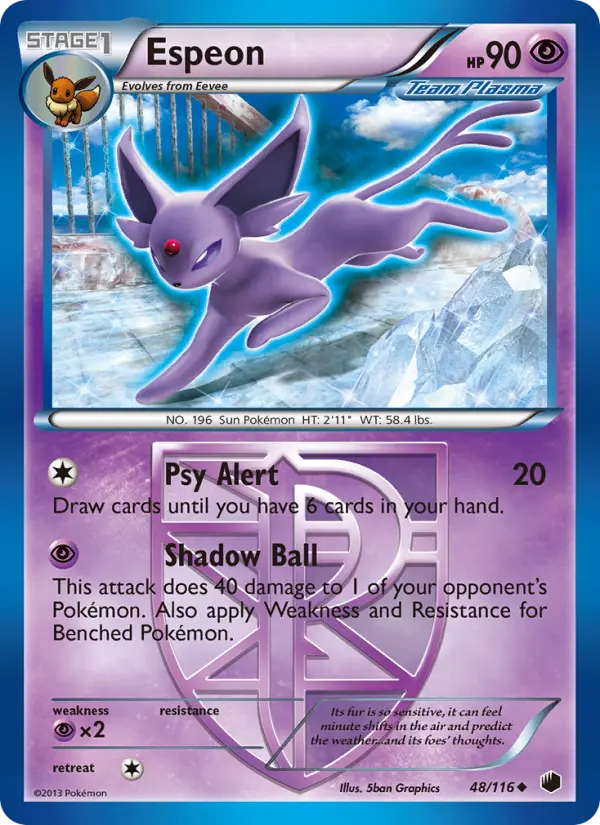 Espeon Uncommon Pokemon card #48 from Plasma Freeze