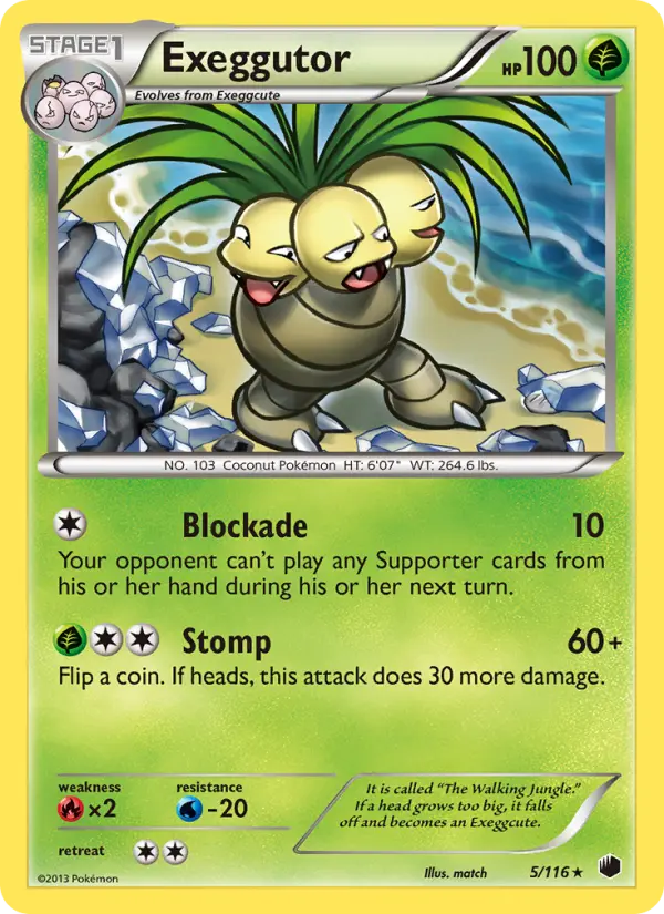 Exeggutor Rare Pokemon card #5 from Plasma Freeze