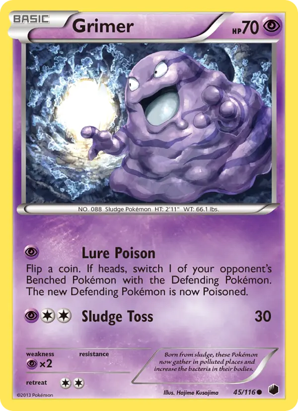 Grimer Common Pokemon card #45 from Plasma Freeze