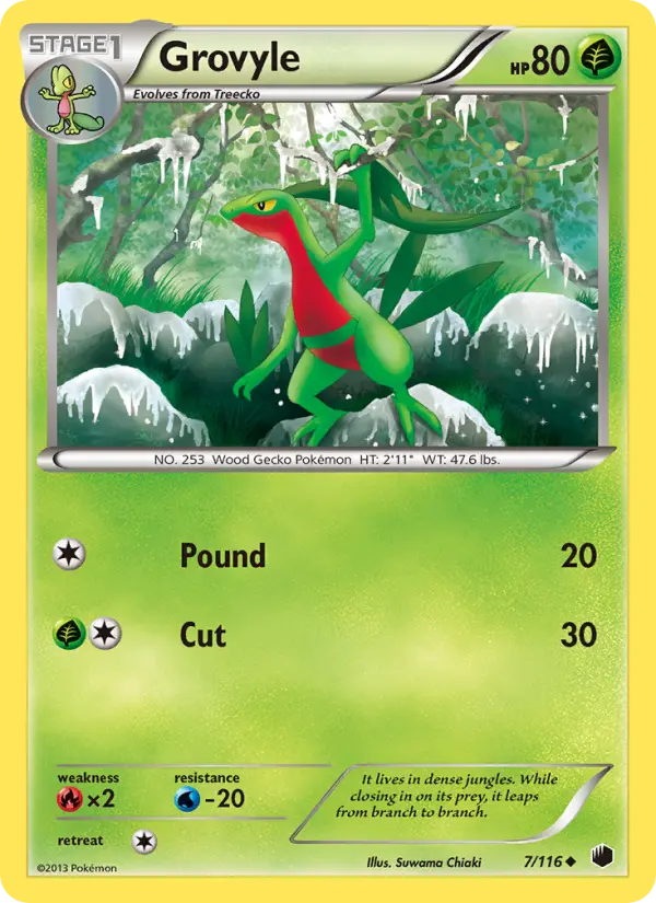Grovyle Uncommon Pokemon card #7 from Plasma Freeze