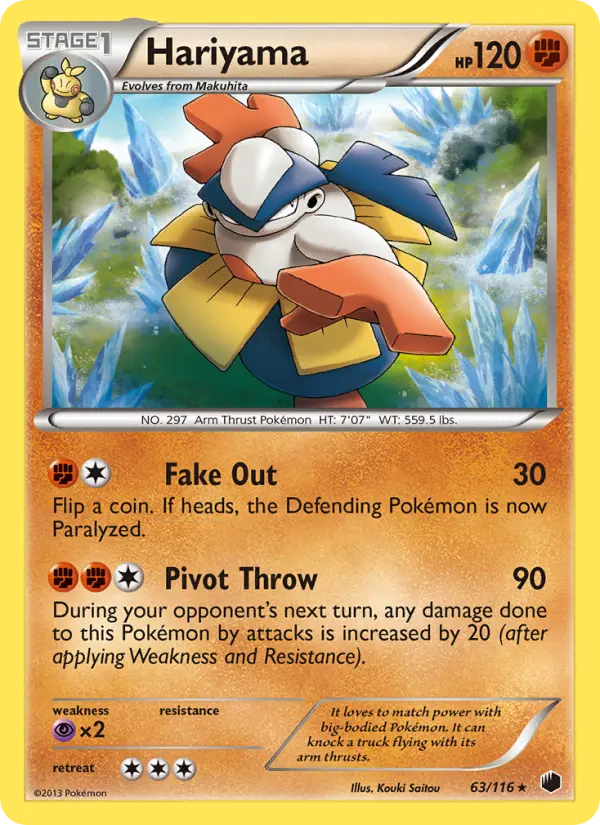 Hariyama Rare Pokemon card #63 from Plasma Freeze