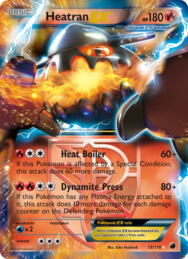 Heatran-EX Rare Pokemon card #13 from Plasma Freeze