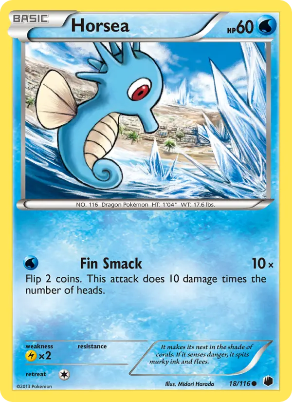 Horsea Common Pokemon card #18 from Plasma Freeze