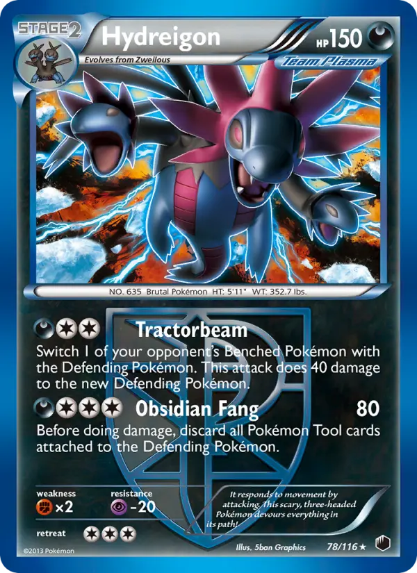 Hydreigon Rare Pokemon card #78 from Plasma Freeze