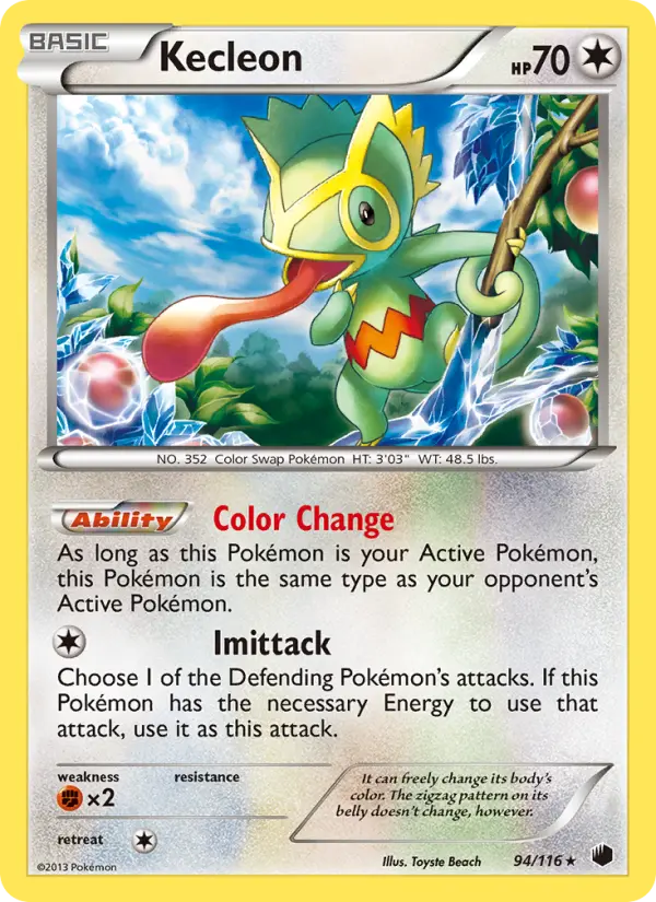 Kecleon Rare Pokemon card #94 from Plasma Freeze