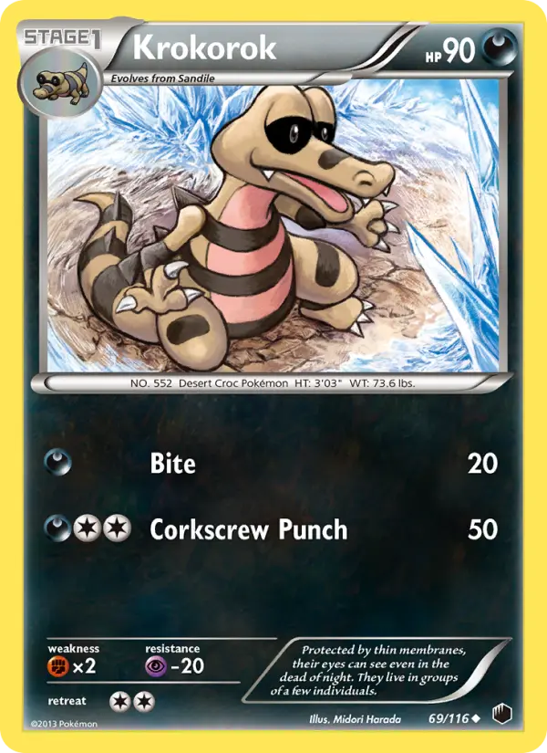 Krokorok Uncommon Pokemon card #69 from Plasma Freeze