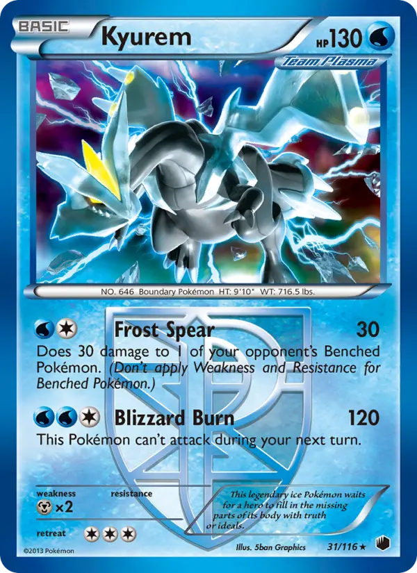 Kyurem Rare Pokemon card #31 from Plasma Freeze
