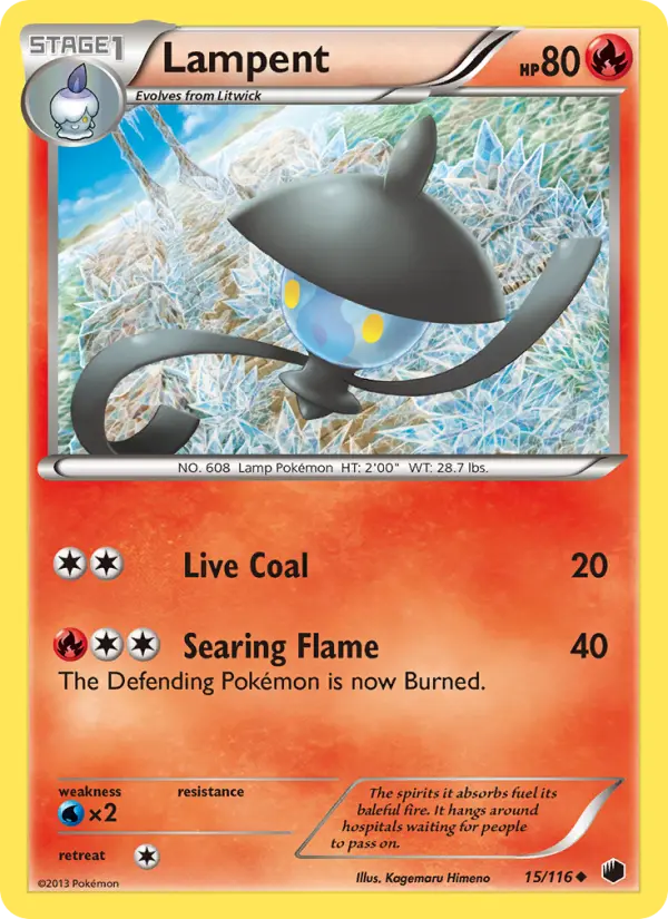 Lampent Uncommon Pokemon card #15 from Plasma Freeze
