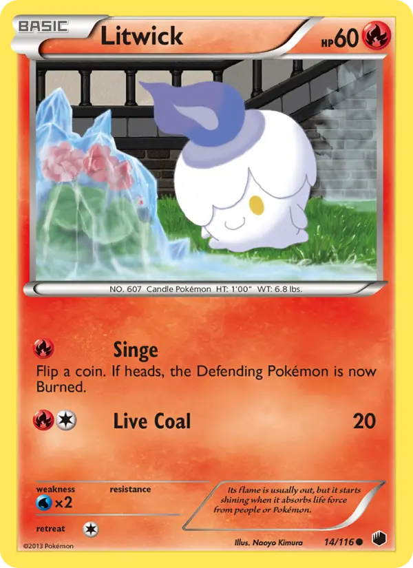 Litwick Common Pokemon card #14 from Plasma Freeze