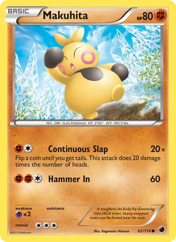 Makuhita Common Pokemon card #62 from Plasma Freeze