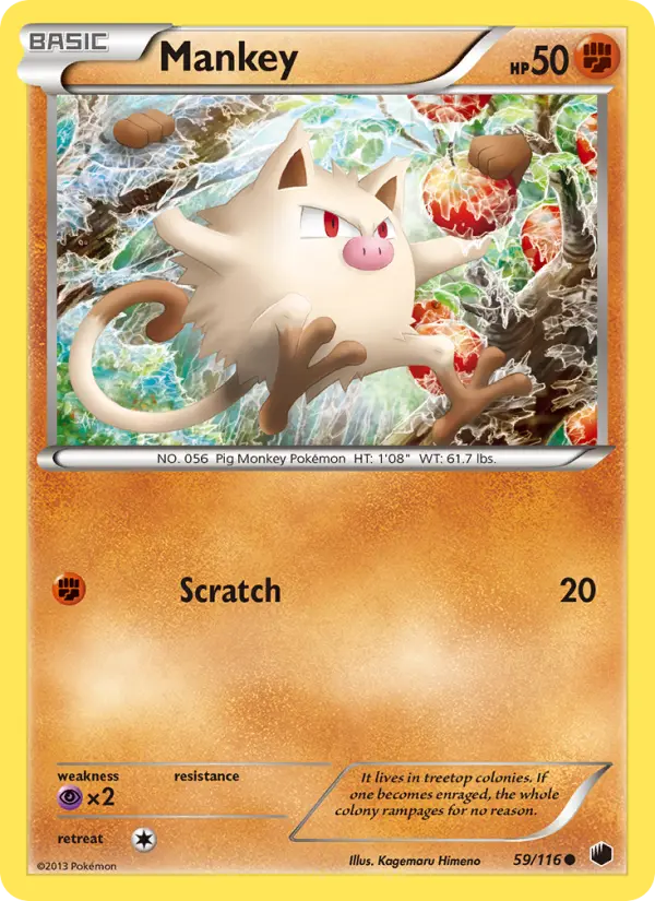 Mankey Common Pokemon card #59 from Plasma Freeze