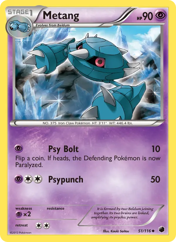Metang Uncommon Pokemon card #51 from Plasma Freeze