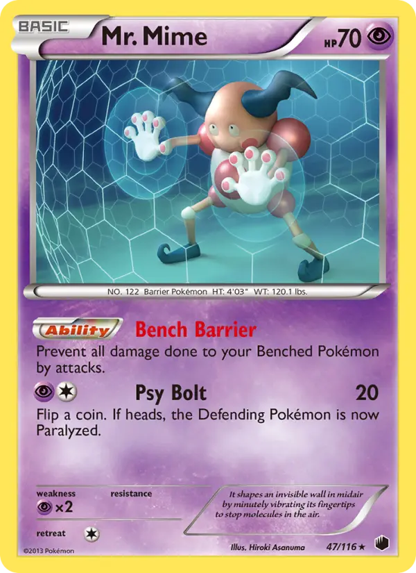 Mr. Mime Rare Pokemon card #47 from Plasma Freeze
