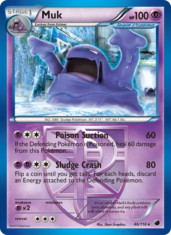 Muk Rare Pokemon card #46 from Plasma Freeze