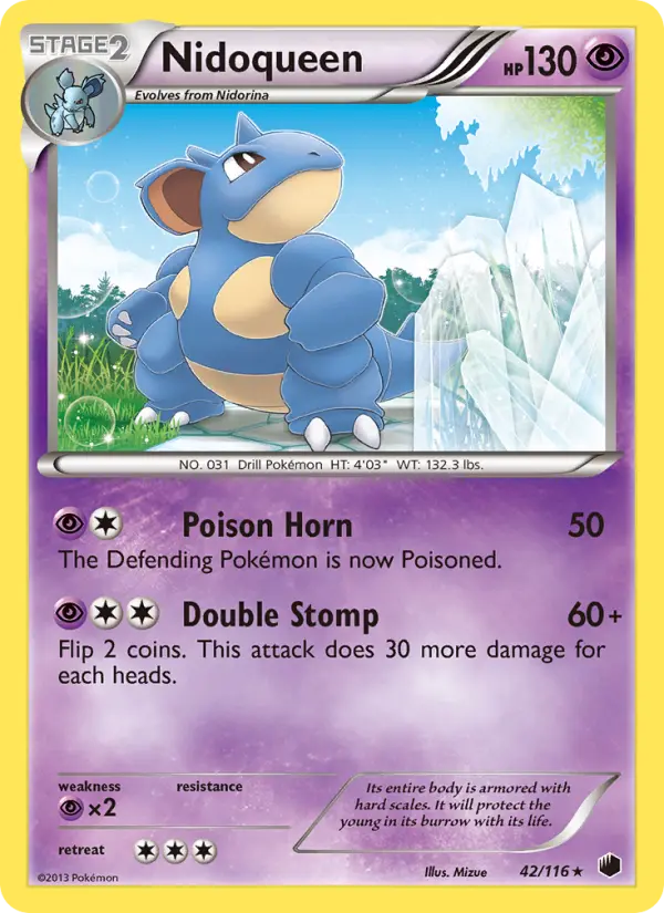 Nidoqueen Rare Pokemon card #42 from Plasma Freeze