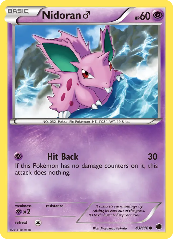 Nidoran♂ Common Pokemon card #43 from Plasma Freeze