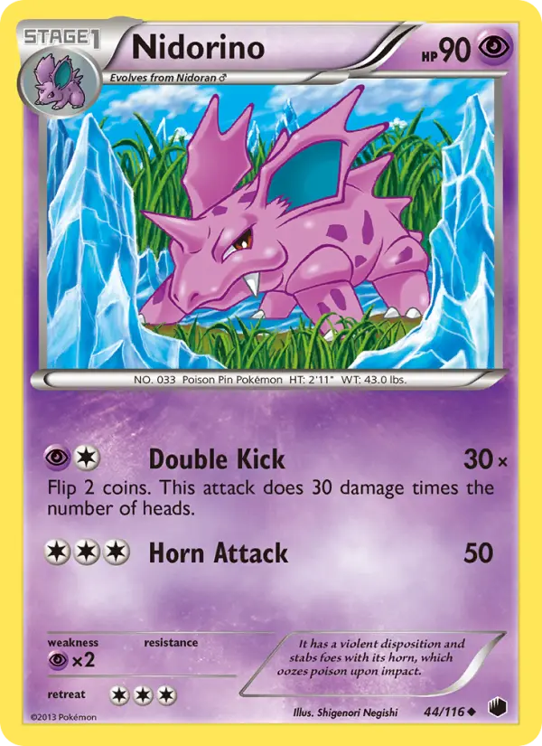 Nidorino Uncommon Pokemon card #44 from Plasma Freeze