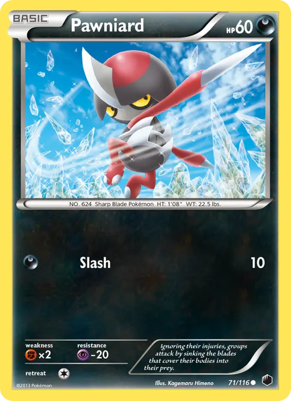 Pawniard Common Pokemon card #71 from Plasma Freeze