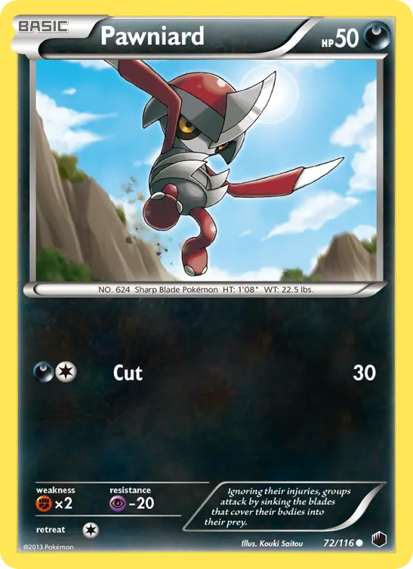 Pawniard Common Pokemon card #72 from Plasma Freeze