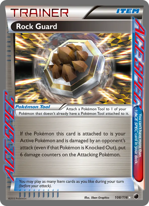 Rock Guard Rare Pokemon card #108 from Plasma Freeze