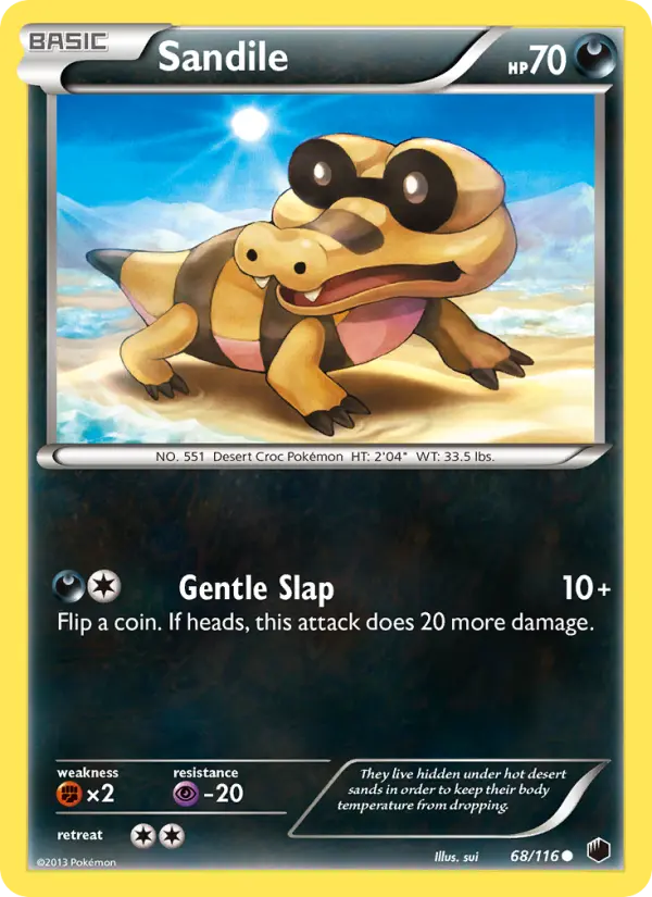 Sandile Common Pokemon card #68 from Plasma Freeze