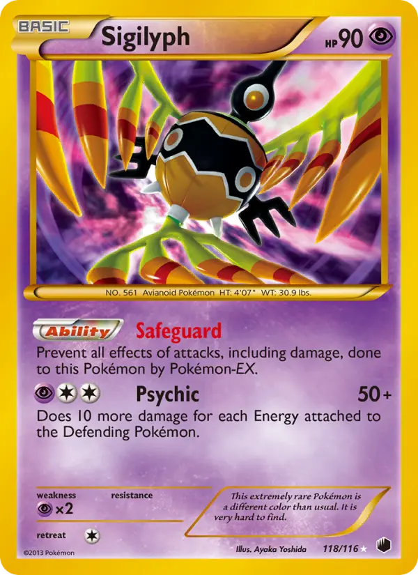 Sigilyph Secret Rare Pokemon card #118 from Plasma Freeze