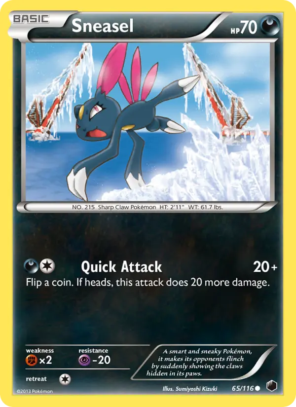 Sneasel Common Pokemon card #65 from Plasma Freeze