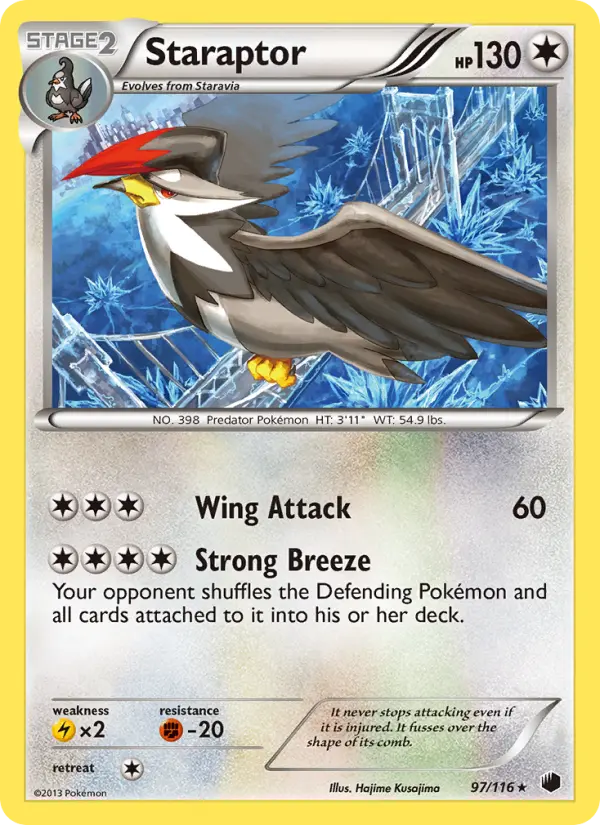 Staraptor Rare Pokemon card #97 from Plasma Freeze