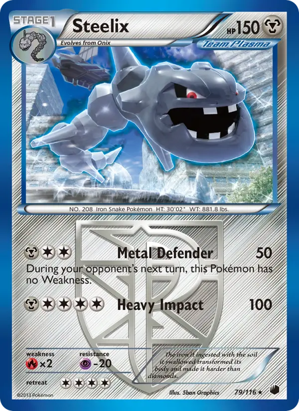 Steelix Rare Pokemon card #79 from Plasma Freeze