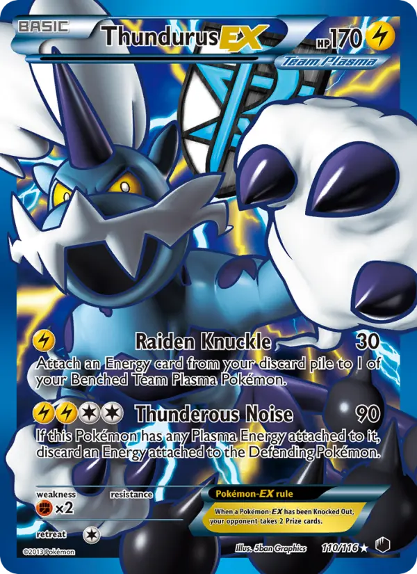 Thundurus-EX Ultra Rare Pokemon card #110 from Plasma Freeze