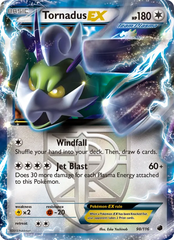 Tornadus-EX Rare Pokemon card #98 from Plasma Freeze