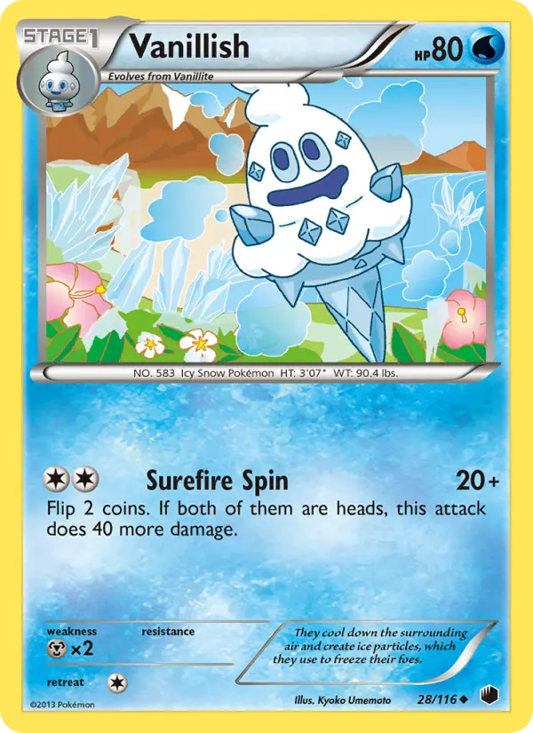 Vanillish Uncommon Pokemon card #28 from Plasma Freeze