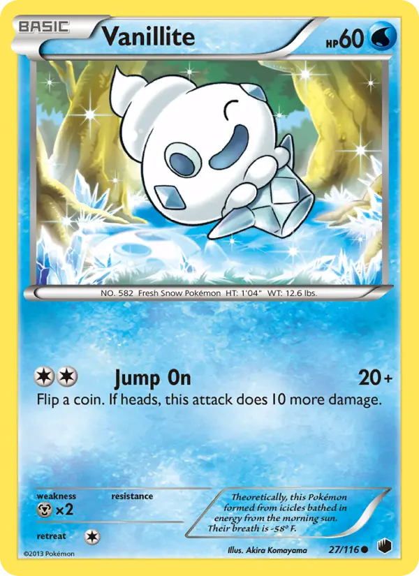Vanillite Common Pokemon card #27 from Plasma Freeze
